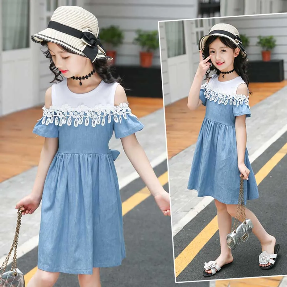 denim flower girl dress