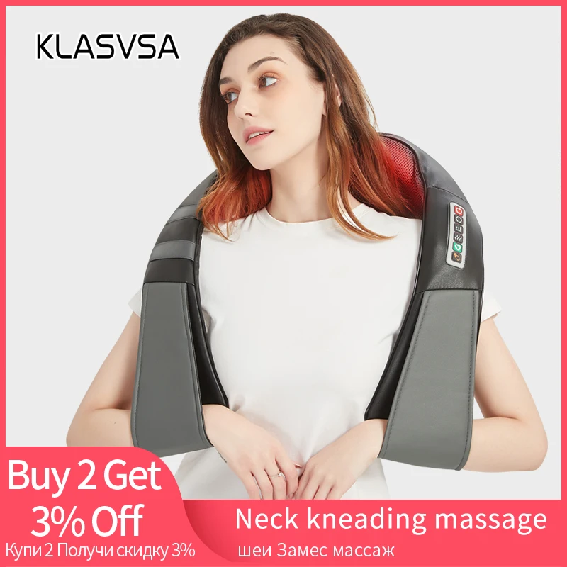(with Gift Box) KLASVSA Electric Heating Neck Massager Car Home Infrared KneadingTherapy Ache Shoulder Back Massager Relaxation|infrared…