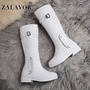 

ZALAVOR 2020 New Arrival Women Knee High Boots Zipper Sexy Fashion Winter Fur Long Boots Casual Platform Shoes Woman Size 34-43