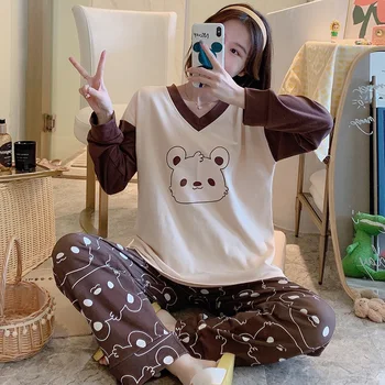 

Cotton Polyester Women Pijama Sleepwear Autumn Female Pajamas Sets Thick Warm Female Suit Long Sleeve Pyjamas Women Home Clothes
