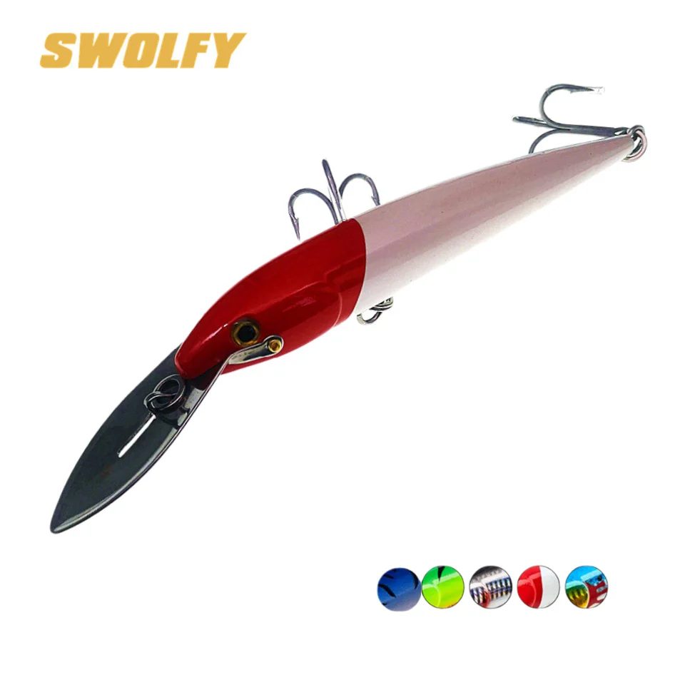 

SWOLFY Trolling Minnow Fishing Lure 180mm 60g Steel Lip Deep Diving Wobblers Hard Baits for Sea Fishing Lures