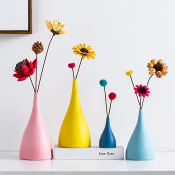 

Nordic Ins Ceramic Vase Ornaments Colorful Simplicity Flower Pot Modern Home Decorations Craft Wedding Gifts