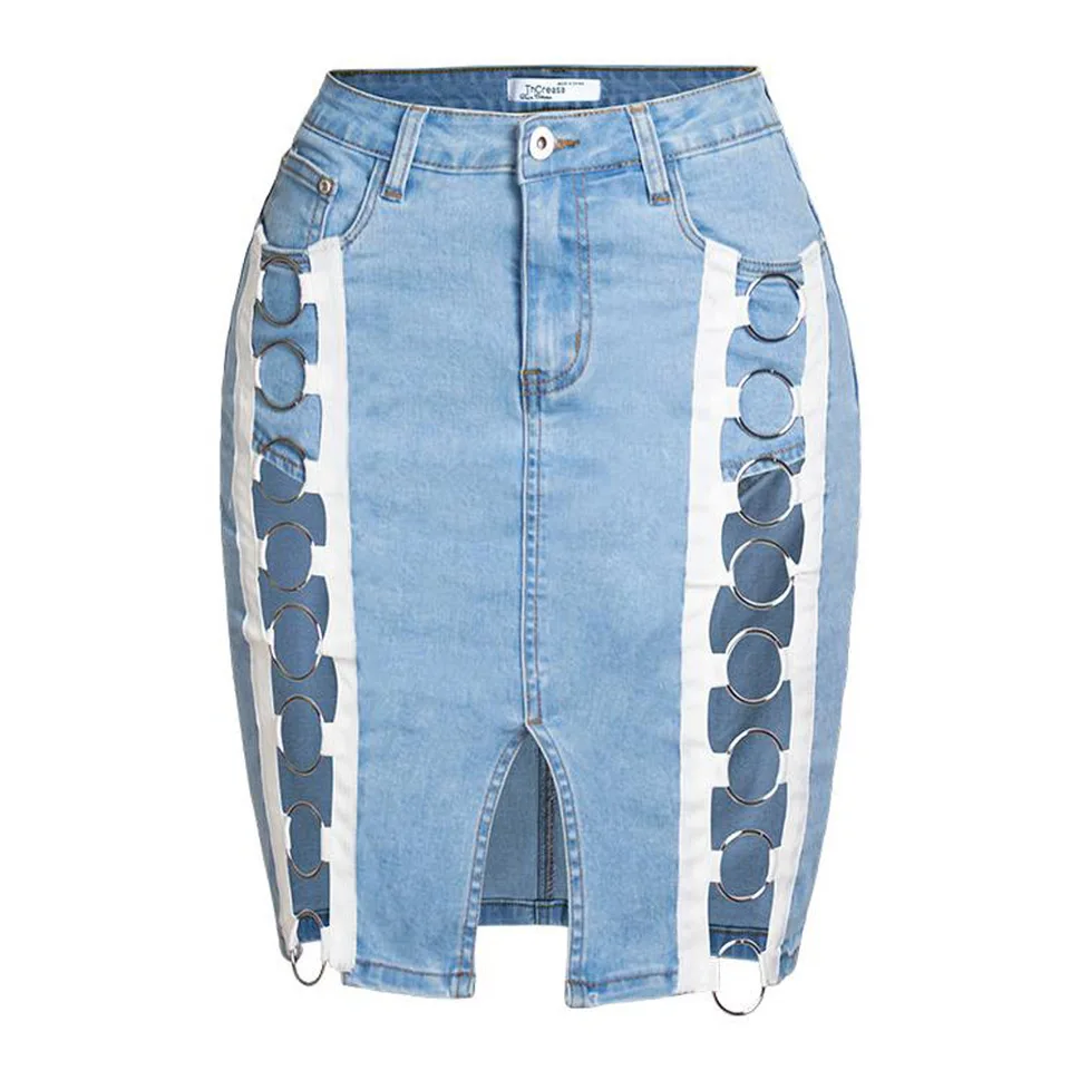 blue jean ripped skirt