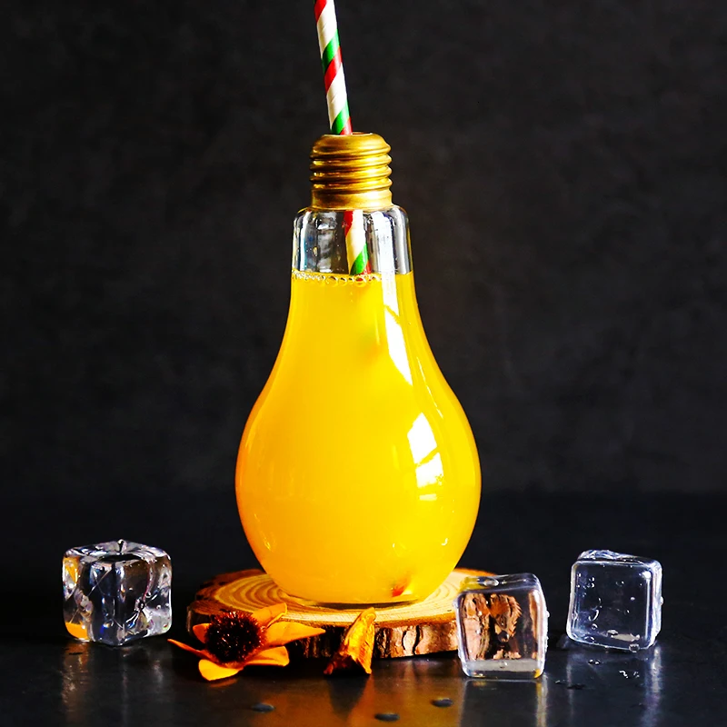 

FASHION Creative Lamp Globe Cooler Cola Straws Mugs Lid Portable Cold Drink Fruit Juice Milky Tea Lamp Bulb Cup Cocktail Glass