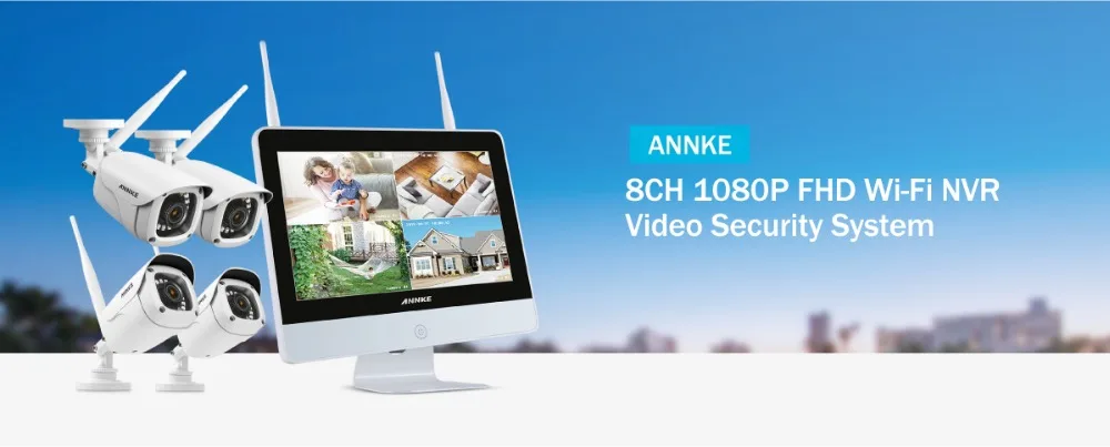 ANNKE 8CH 1080P FHD WiFi беспроводная видео система безопасности 12 дюймов ЖК-экран NVR 2MP 4X 8X IP камеры наружного видеонаблюдения комплект