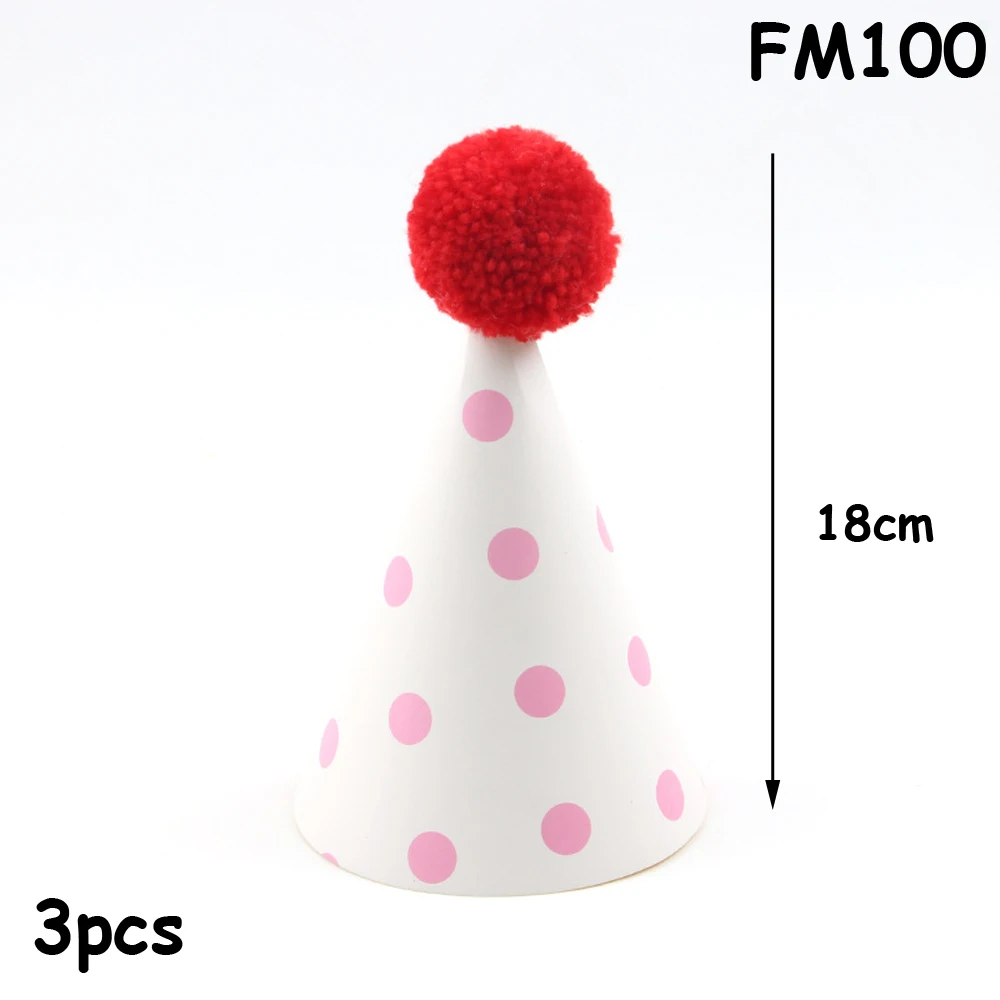 FM100 Happy 1st день рождения взрослых шапки в горошек DIY милые шапочки ручной работы Принцесса Корона душ украшения для малышей Подарки для мальчиков девочек - Color: FM100