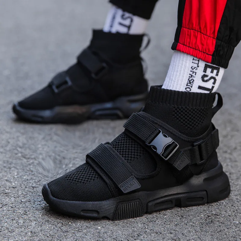 

2019 New Style Mid-top Fly Woven Socks Shoes Korean-style Casual Sports Shoes Men's Hip Hop Street Fashion Man Shoes