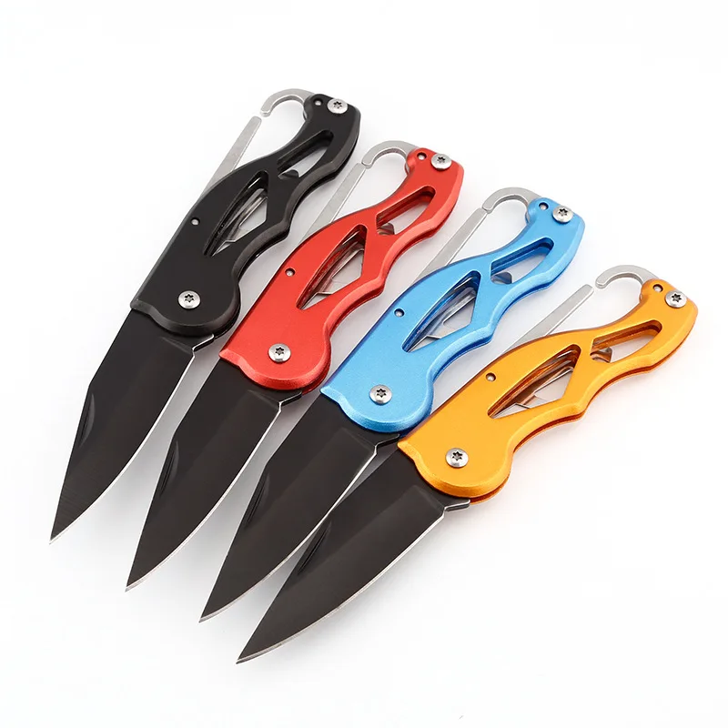 

Carabiner Pocket Knife Outdoor Box Parcel Open Survive Hunting EDC Folding 58HRC Blade Camp Hike Multi Tool Fruit Sharp Peeler