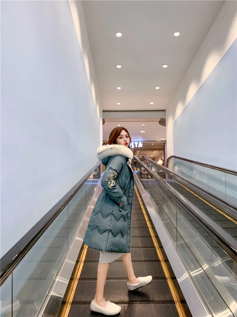 Dongdaemun, женский пуховик выше колена,, стиль, приталенное облегающее, приталенное, облегающее, хлопковое пальто, зимнее, плотное, теплое