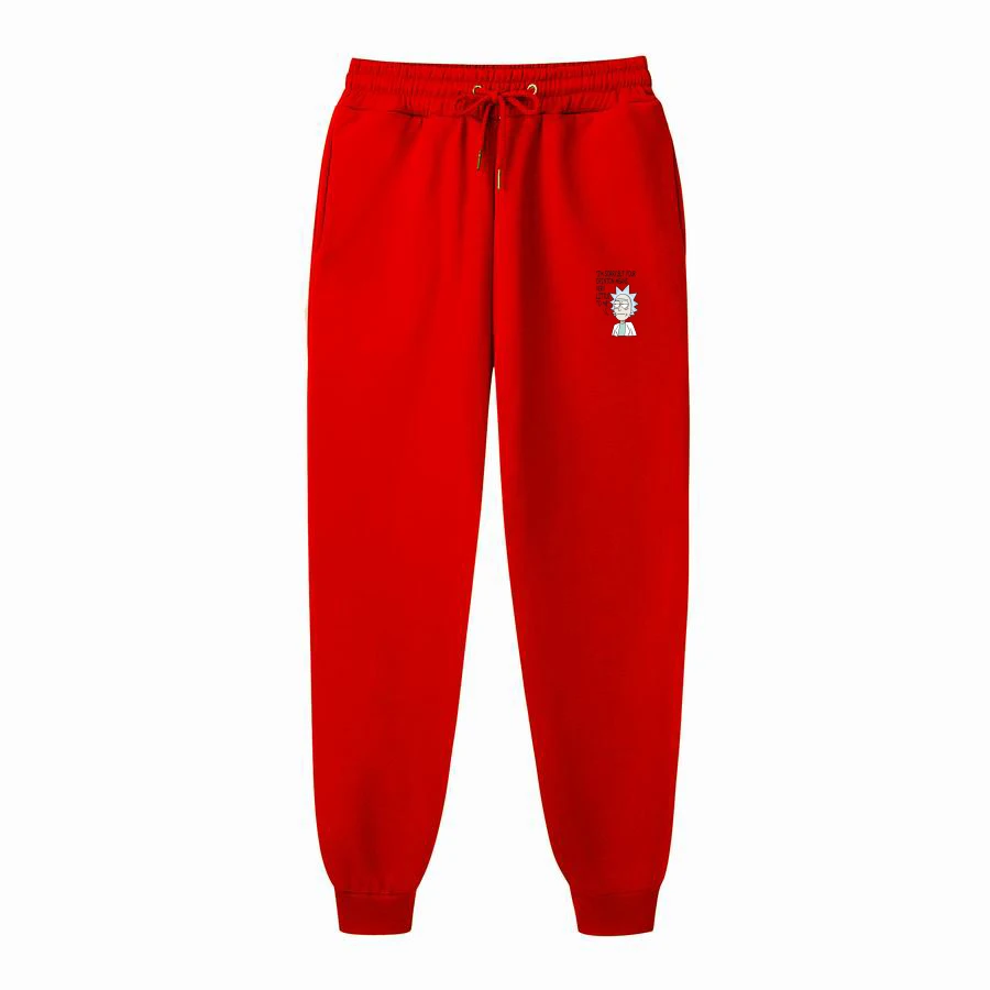 Модные брендовые мужские спортивные штаны, мужские повседневные штаны с принтом Рик Морти, осенне-зимние утепленные мужские брюки, черные, красные, белые - Цвет: Красный
