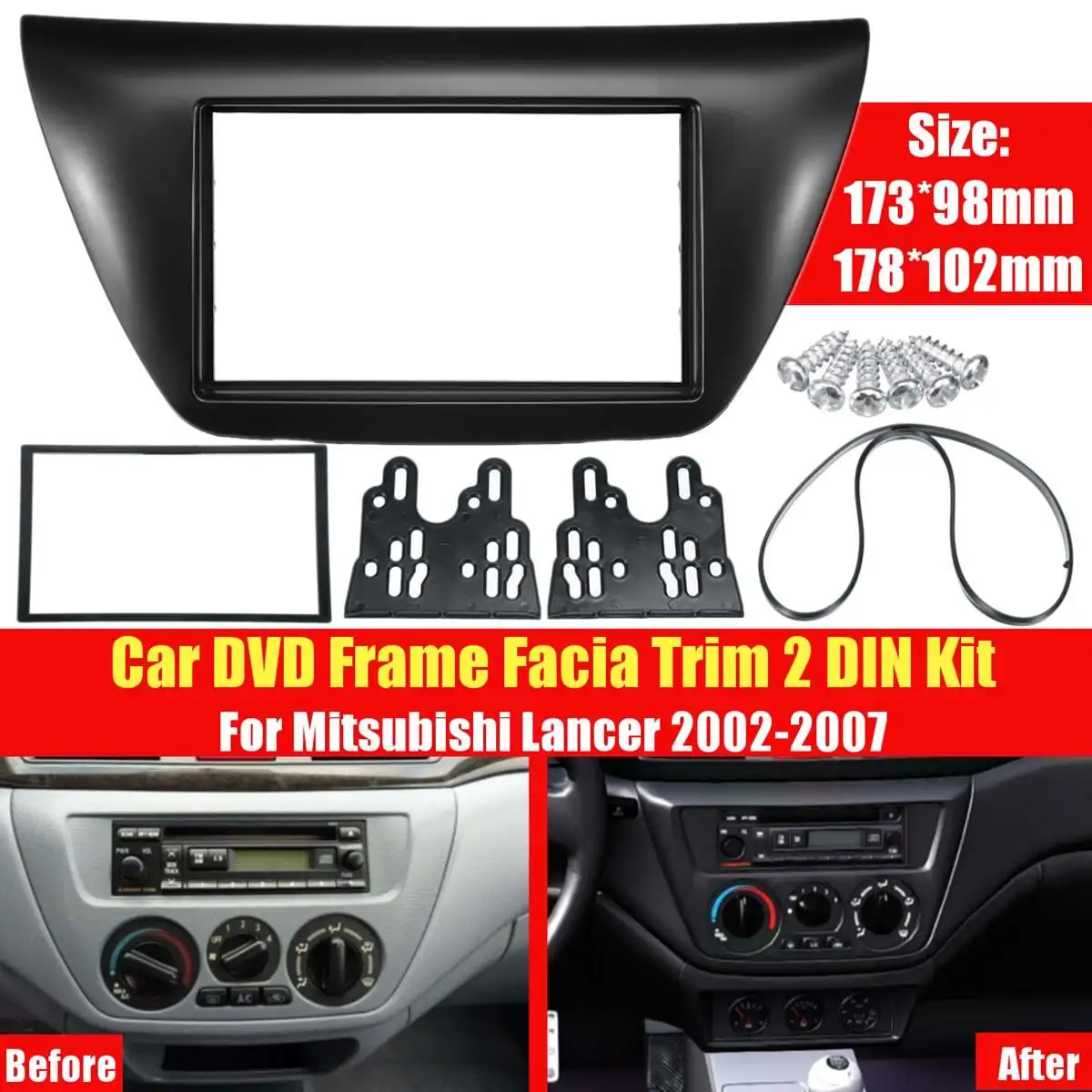 2 Din Автомобильная Радио панель DVD CD установка рамка тире внутренняя отделка для Mitsubishi Lancer 2002-2007 173*98 мм 178*102 мм