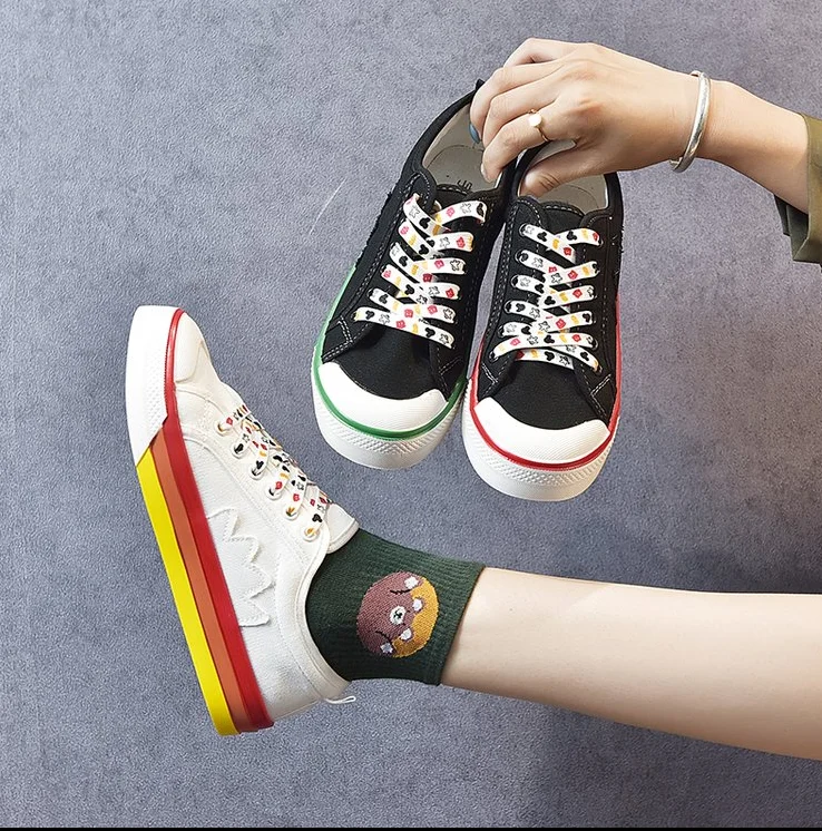 

Fashion Breathable Female White Casual Vulcanized Shoes Girls lace up Breathable Flats Classic women Canvas Shoes