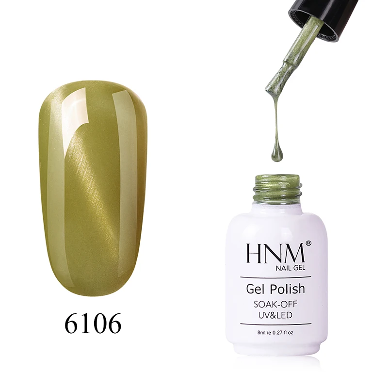 6106 HNM Jade Cat Eye Gel Nail Polish 8ml 12 Colors Soak Off UV LED Lamp Stamping Enamel Lucky Lacquer Semi Permanent Gelpolish - Цвет: 6106