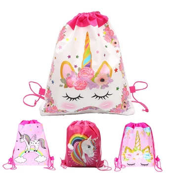 1PCS Non-Woven Bag Cartoon Draw String Bag Girls Travel Storage Package School Backpacks Children Birthday Party