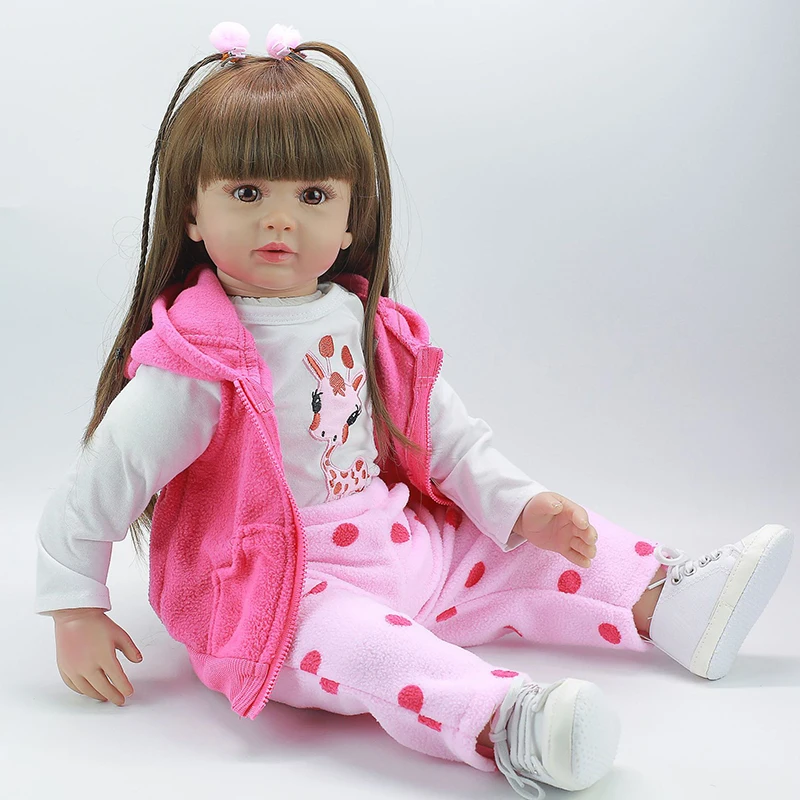 60 см Reborn Baby Doll игрушка мягкий силиконовый Жираф ткань тело принцесса длинные волосы Реалистичная кукла малыш дети подарки на день рождения