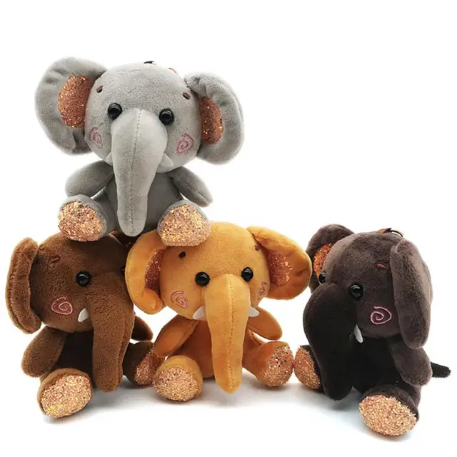Mini Elephant Plush Stuffed Doll Pendant Keychain Key Chain Holder Bag Decor Cartoon Plush Dolls Toys Keychain Pendant Kids Gift 2