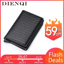 DIENQI углеродное волокно RFID Блокировка Мужской кредитный держатель для карт Кожаный кошелёк для банковских карт чехол Визитница защита кошелек для женщин
