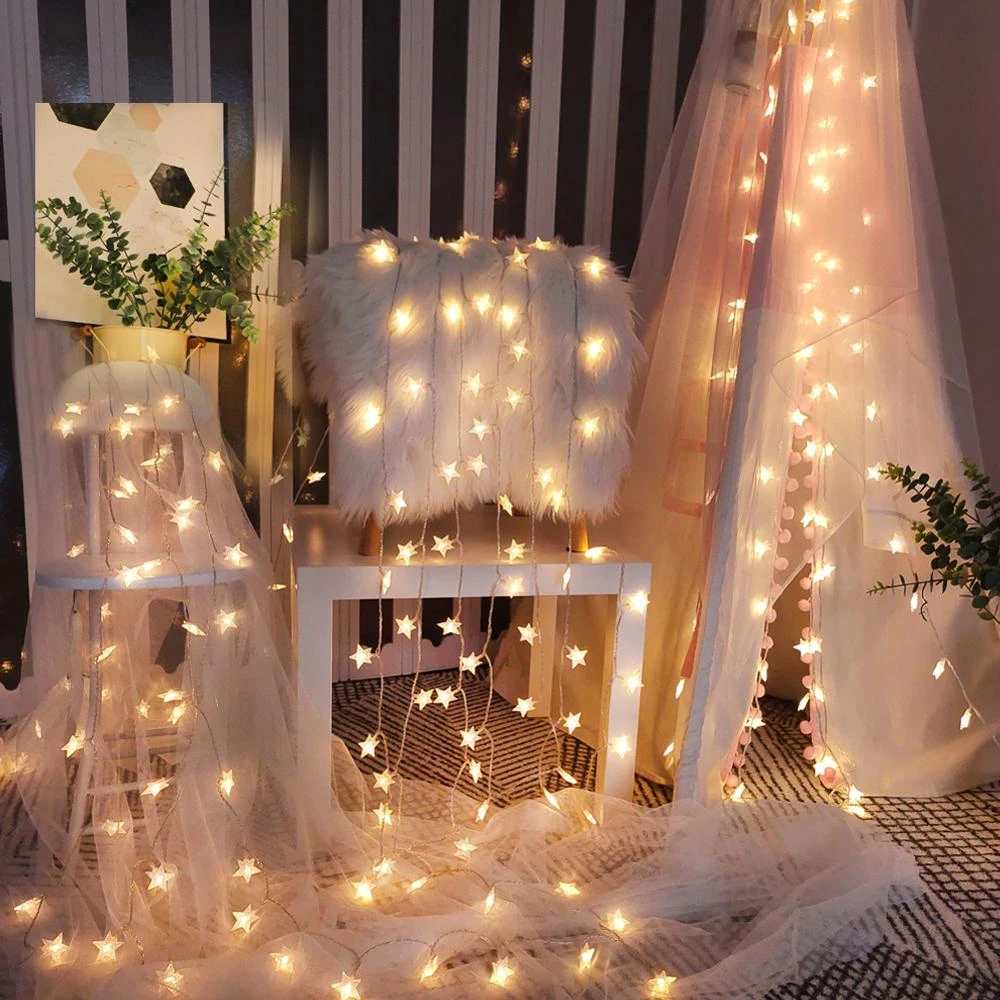 Romantic Star Round Lantern Led Lights String Kids Room Decor Fairy Garland Lights Home Garden Christmas Party Decoration Lightsled String Aliexpress