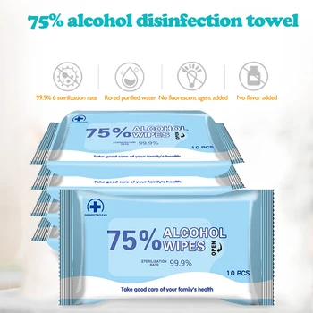 

10pcs/Pack Disinfection Pads Alcohol Swabs Portbable Antivirus Disinfection Wet Wipes Sterilization Tissue For Adult Kids
