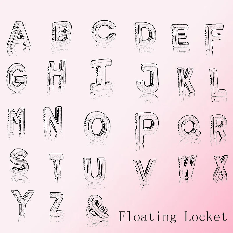 

2019 100% 925 Sterling Silver New FLOATING LOCKET 26 Letters Small Decorative Charm Suitable DIY Box Necklace Women's Gift