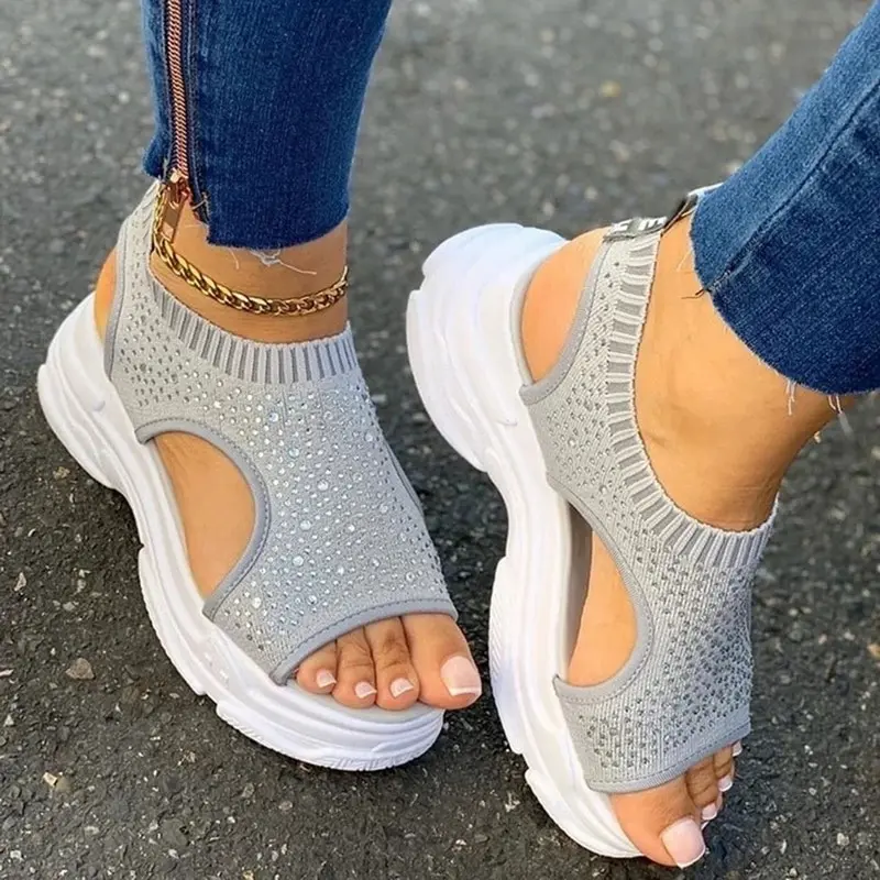 Zapatillas de deporte ostentosas para mujer, zapatos planos sin cordones, vulcanizados, de verano, 2021