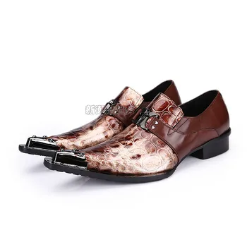 

Christia Bella New British Style Plus Size Men Metal Pointed Toe Shoes Man Buckle Strap Shoes Party Man Genuine Leather Shoes