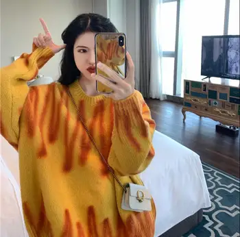 

2020 Autumn & Winter New Arrival Loosely Sweater Dyed Long-sleeved Thick Sweater Women's Pullover Thick Sweater Free Shipping