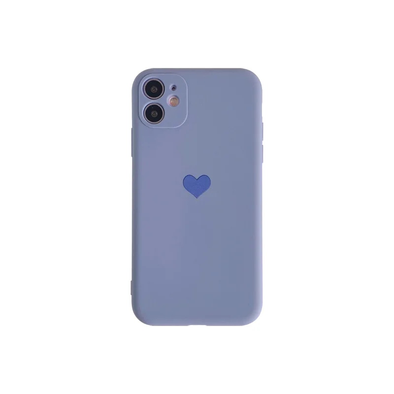 Korean Solid Candy Color Love Heart Phone Case For Iphone 12 Mini 11 Pro Max Xr Xsmax 13 7 8puls Cases Soft Silicone Cover Funda Phone Case Covers Aliexpress
