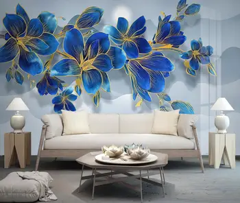 

Abstract Magnolia Wallpaper Blue Flower Mural for Living Room Home Decor Papier Peint Mural 3d Novelty Art Paint Murales Floral