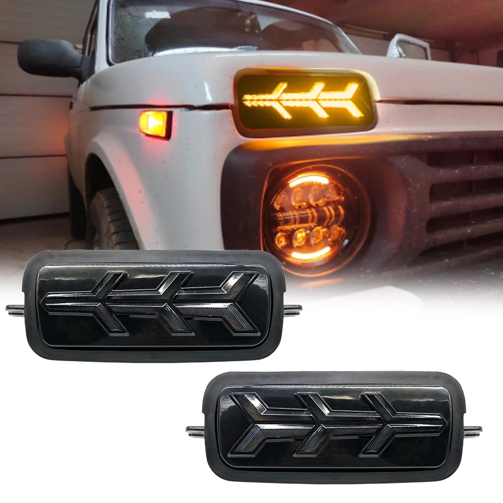 

For Lada Niva 4X4 1995 LED DRL Lights With Running Turn Signal PMMA / ABS Plastic Function Accessories Car Styling Tuning