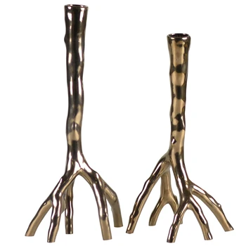 

Wooden Candle Holder Gold Single Head Gold Geometric Luxury Candle Wedding Flower Stands Lanterne Candele Home Decor GG50zt