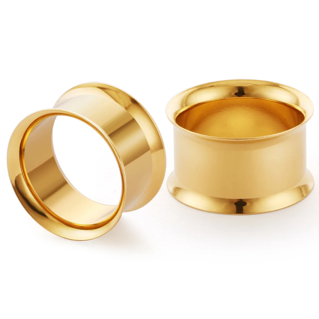 Gold Color 2 шт., серьги из нержавеющей стали, измерительные приборы, унисекс, для ушей, тоннель, пробки, черного цвета, для ушей, носилки, аксессуары для пирсинга, Ювелирный Комплект для тела - Окраска металла: Gold Color
