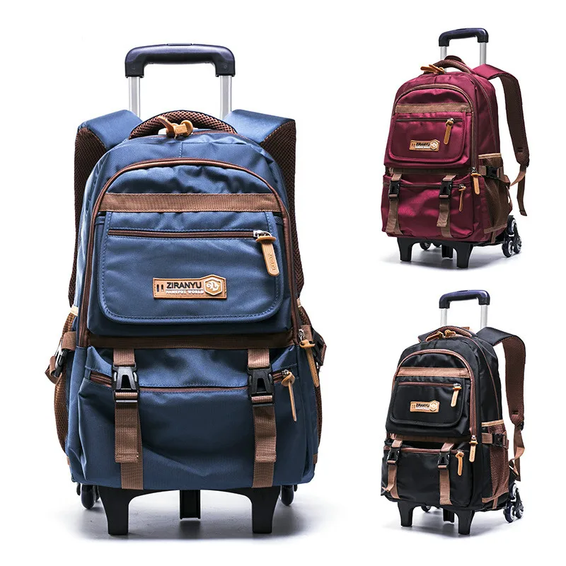 

School Backpack Waterproof Removable Children School Bags with 2/6 Wheels Stairs Kids Trolley Schoolbag Book Bags Boys Girls Bag