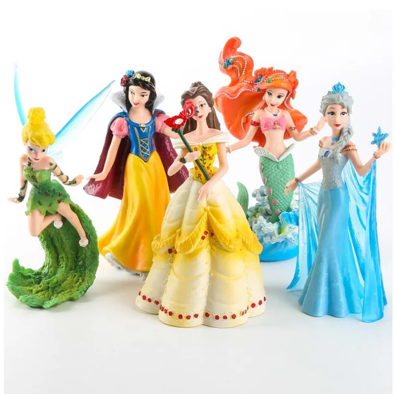 

5Pcs/set Disney Princess Frozen Elsa The Little Mermaid Snow White Pvc Action Figure Collectible Model Doll For Kids Gift
