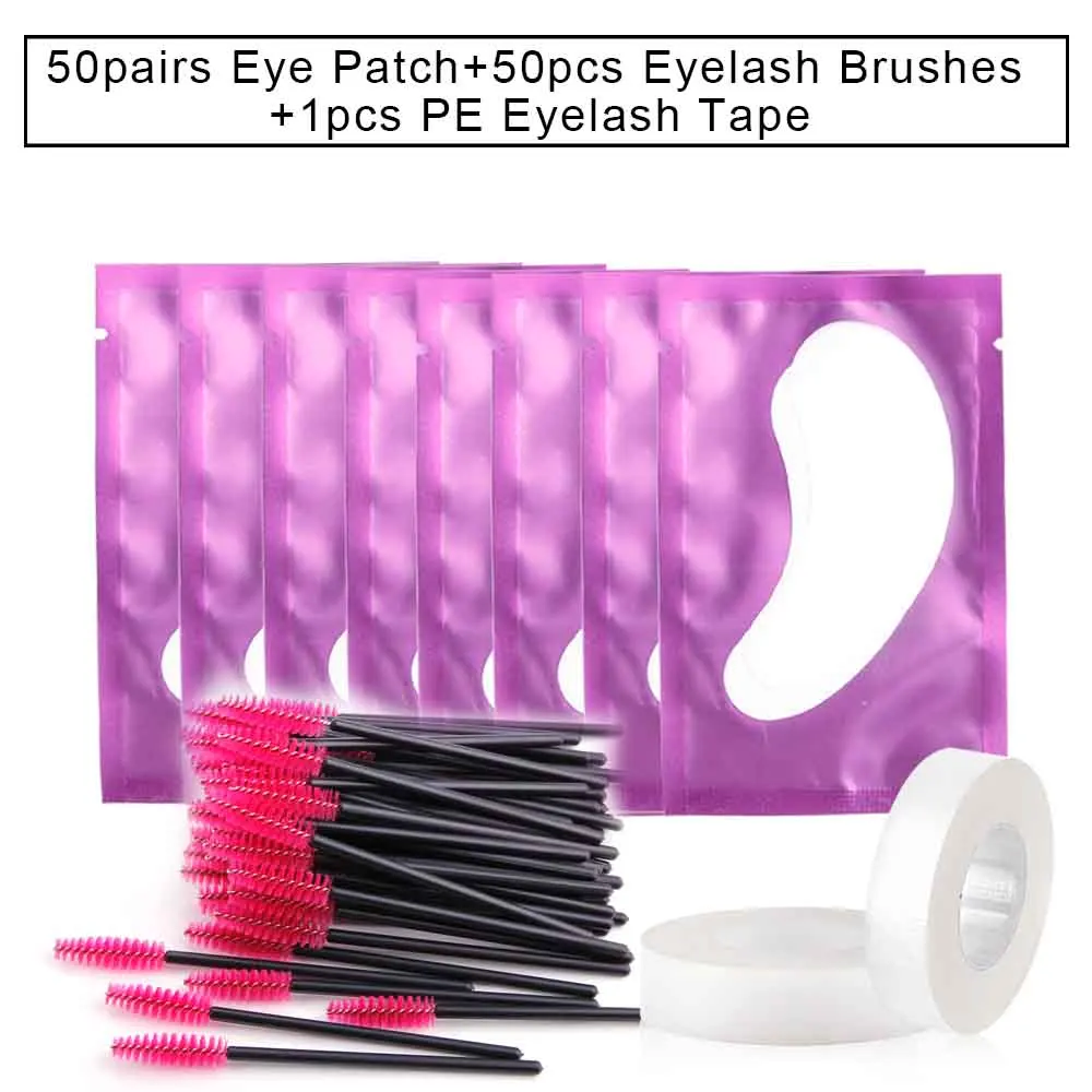 Purple pad set 5 Профессиональная лента для наращивания ресниц, 1 рулон, 50 пар, бумажные патчи для глаз, 50 шт., кисти для ресниц, макияж, поддельные инструменты для ресниц - Цвет: Purple pad set 5