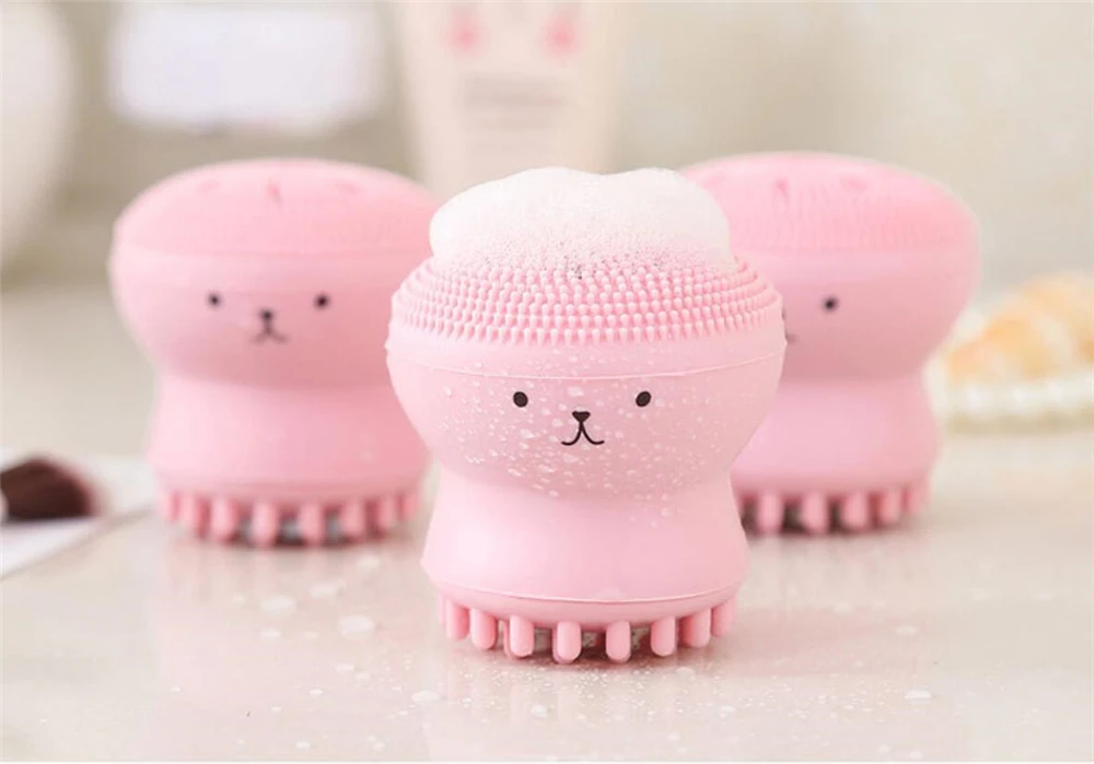 Cute Octopus Shape Silicone Face Cleaning Brush Deep Pore Cleaning Exfoliator Facial Washing Brush Skin Care tool Non- toxic