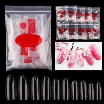

500pcs/pack Short Round False Nails Transparent Natural White Fake Nail Artificial Full Cover UV Gel DIY Manicure Set