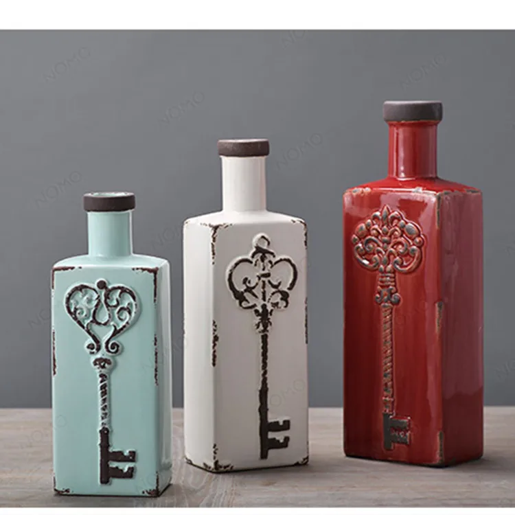 

Deficit! American-Style Sadler Key Rectangular Small Mouth Ceramic Vase Creative Home Decoration