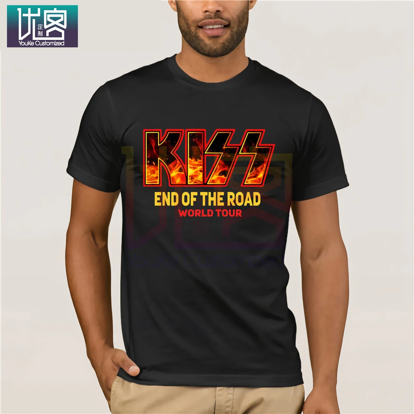 Футболка Kiss Band End Of The Road World Tour 2019 летняя мужская футболка с коротким рукавом