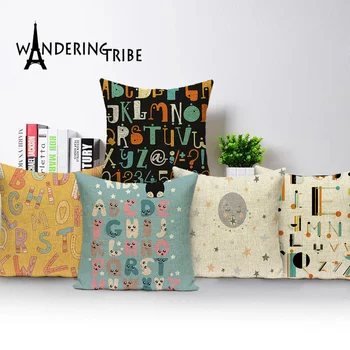 

Geometric Cushions Cover Colorful Letter Home Decorative Modern Pillow Case Linen Pillows Cases Farmhouse Decor Cushion Covers