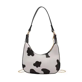 

Cow Pattern Crescent Shape Design Shoulder Bags For Women baguette Cute bag Purse Cross Handbags 2020 body New Travel Small C2W9