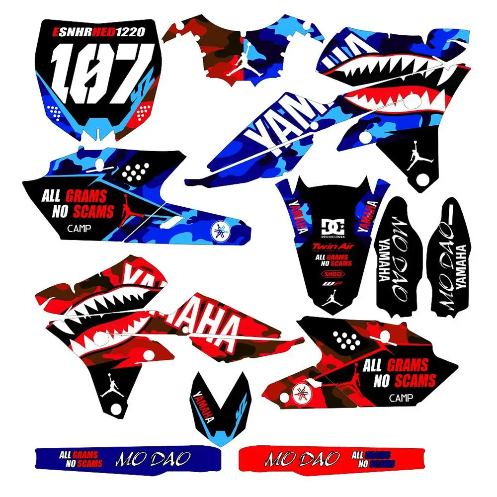 

New Full Graphics Decals Stickers Custom Number Name 3M Bright Matte Stickers Waterproof For YAMAHA YZF YZ250F-YZ450F 2017-2017