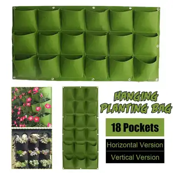 

18-Pocket Flower Pots Wall-mounted Planter Fabric Horizontal Vertical Hanging Gardening Decorative Flower Grass Planter Pots
