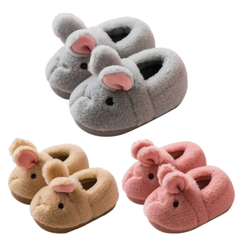

Toddler Kids Rabbit Bunny Slippers Winter Warm Plush Animal Non-Slip Home Shoes NEW