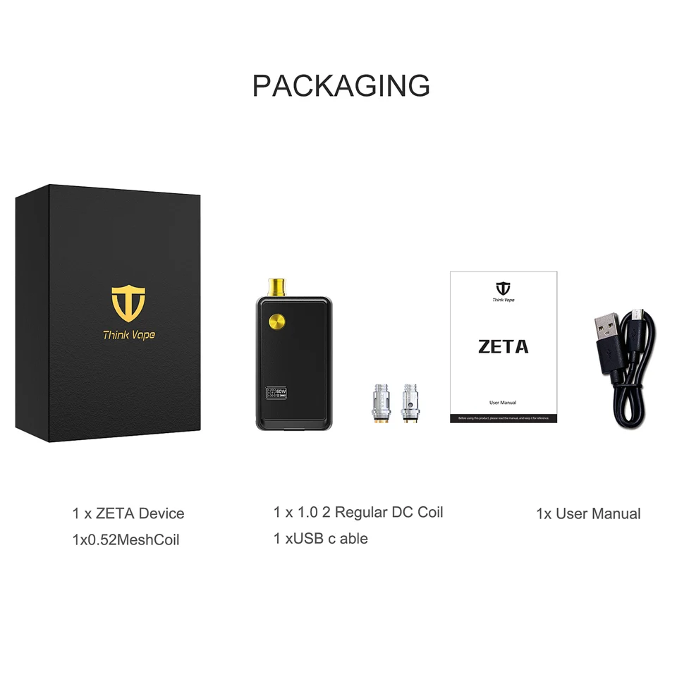 Think Vape ZETA AIO 60 Вт комплект питание от 18650 батарея мод с 3 мл Pod картридж
