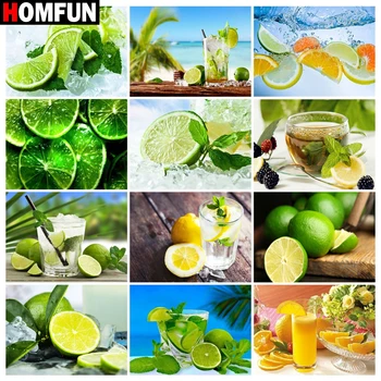 

HOMFUN Diamond Painting Full Square/Round Drill 5D DIY "Lemon fruit cup" Daimond Embroidery Rhinestone Cross Stitch Decor