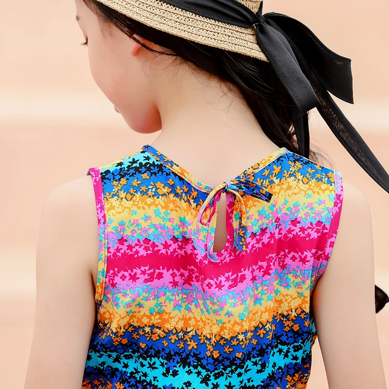 Summer Children Dresses Bohemian Style Beach Dresses for Girls Flower Print Toddler Girl 2-11T Kids Long girls dress