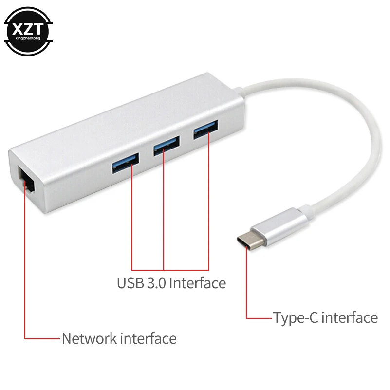 100/1000 м USB-C Ethernet адаптер 3 USB C концентратор для Ethernet RJ45 Lan адаптер Сетевая карта гигабит Интернет для Macbook type C концентратор