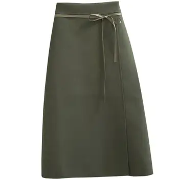 

2020 autumn winter fashion warm woolen skirt women high waist package hip split a-line skirt knee length