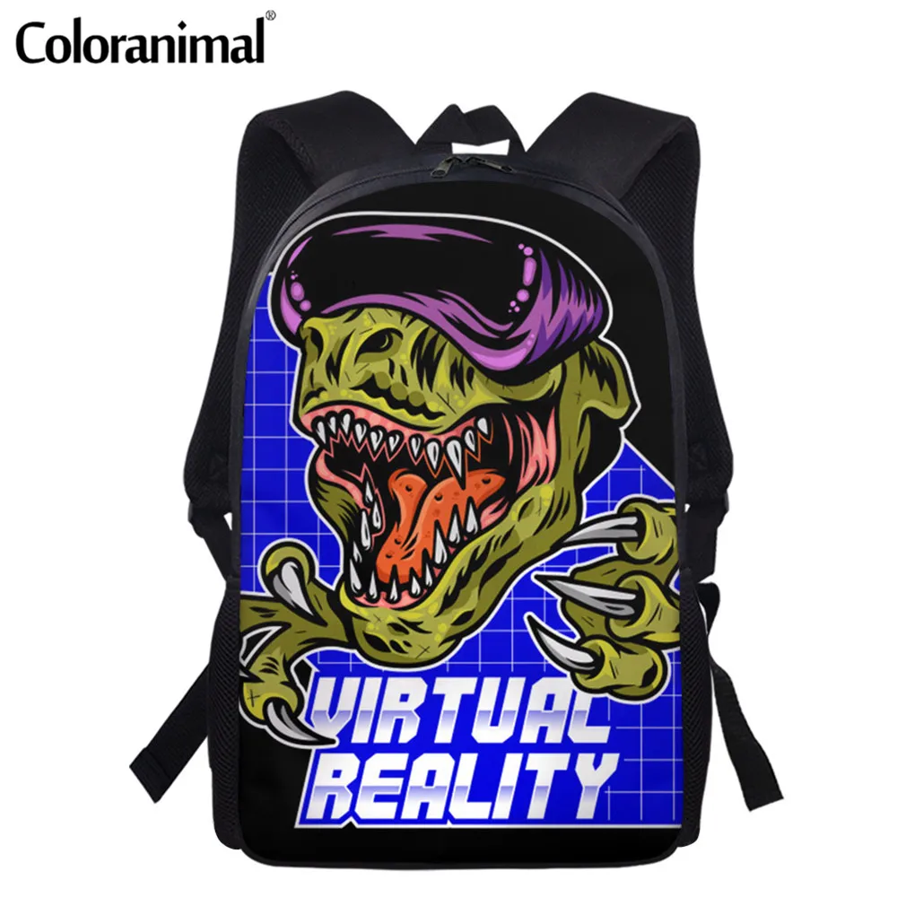 Coloranimal Cool Fashion Tigerish Dinosaur Cartoon Pattern Backpack for Children Boys Large Book Bag Girls and Laptop Bolsa | Багаж и